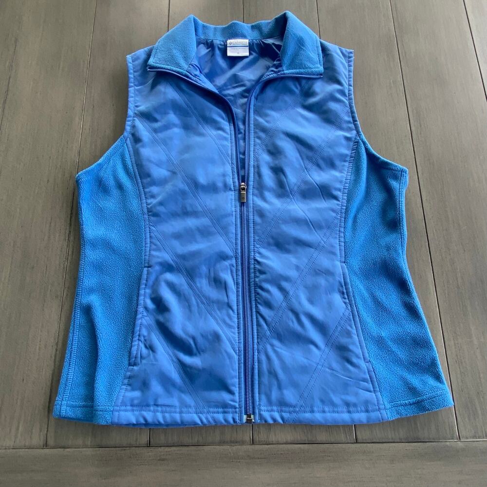 Columbia Full‑Zip Vest • Blue • Women’s Medium • Fleece Collar & Pockets